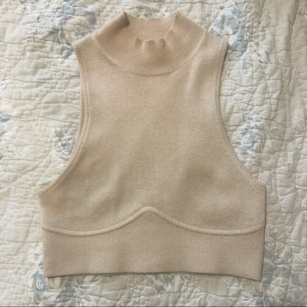 Jonathan Simkhai Wavy Underbust Knit Mock Neck Top